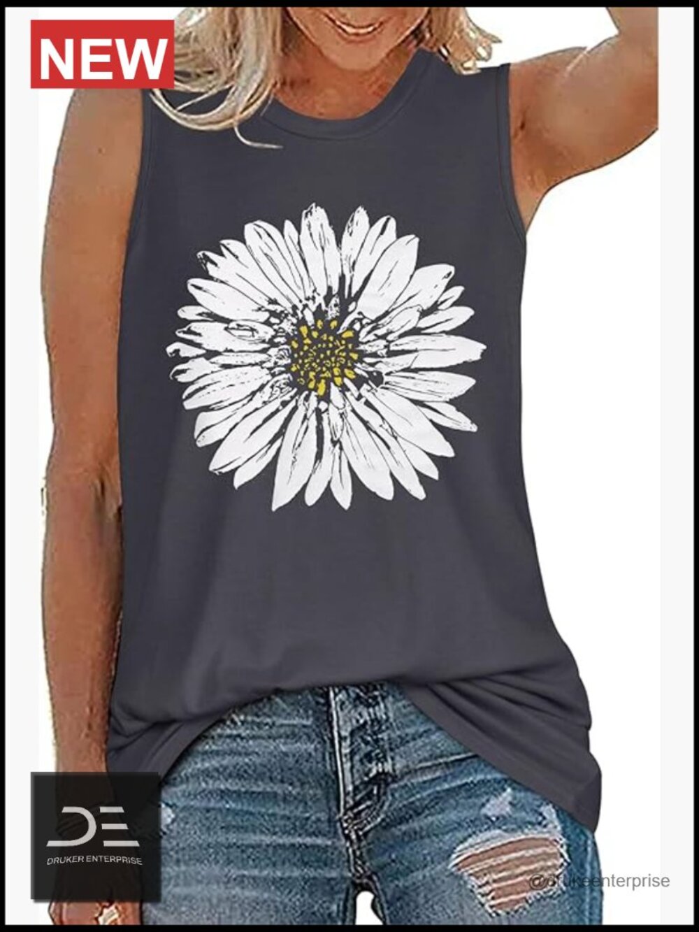 Sleeveless Loose Fit Tank Top Tunic Blouse Summer T-Shirt